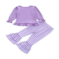 Mioliknya Хелоуин дрехи комплект бебе момичета писмо печат пуловер върхове райе