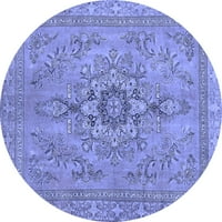Ahgly Company Machine Pashable Indoor Round Abstract Blue Modern Area Cugs, 8 'Round