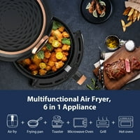 Rozmoz Air Fryer, 5.2Qt електрически печат на фритюрник с цифров сензорен екран, предварително зададени режими, готварска книга за въздушен фритюрник