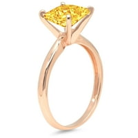 1. CT блестяща принцеса отрязана ясна симулирана диамант 18K розово златно пасианско пръстен SZ 10.75