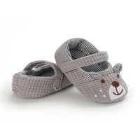 Lumento Baby Girls Boys Moccasins Soft Sole Crib Shoes Карикатура бродирани апартаменти Сладки Мери Джейн на закрито комфорт Първи пешеходци Обувка Сиво 12- месеца