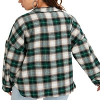 Lumento Womens Buffalo Plaid Tukwear Chambray ризи Проверете решетката Отворено предно яке Gingham Button Down Blouses върхове с джобове