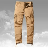 Wozhidaoke товарни панталони за мъже мъжки свободни ежедневни мулти джобни прави твърди цветове на открито панталони
