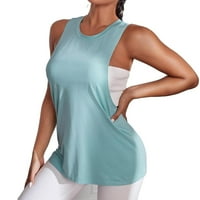 Дамски спортни тийнейджъри кръгли шия солиден цвят Twist Mint Blue s