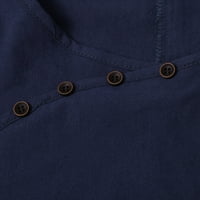 Женските ризи Hanzidakd падат и зимен дълъг ръкав кръгло деколте спално бельо плюс размер отпечатани ризи сини 4xl