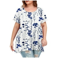 Флорални блузи за жени летни ризи за ший на екипаж за развлечение