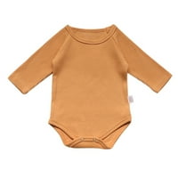 Бебешко малко дете Сладки боди момичета Момчета плътни оребрени памуци есен дълги ръкави ромпери дрехи за 12- месеца