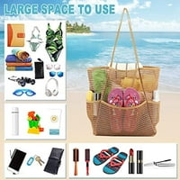 FULEADTURE големи чанти за басейн с плажни чанти, мрежест плаж за играчки, кърпа