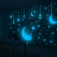 Синя зелена светеща лунна звезда светеща спалня домашна деконация стикер