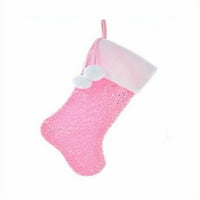 Розово преливащи се пайети коледни чорапи с помпони от Курт Адлер