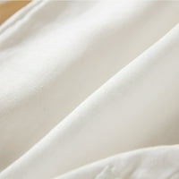 Olyvenn женски твърд цвят небрежно литературно и художествено възраждане на диска катарама с диаграма памук и спално бельо девети панталони облечени ежедневни товарни панталони летни модни панталони бяло 8