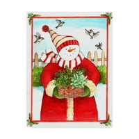 Търговски марки изобразително изкуство 'снежен човек подарък кошница' платно изкуство от Мелинда Хипшър