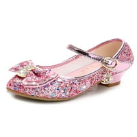Daeful Girl's Dance Shoes Bowknot Princess Shoe Comfort Mary Jane Неплъзгащи се леки помпи помпи Училищни мокаси Purple 11c