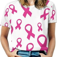 Рак на гърдата панделка модел дамски летни върхове случайни къс ръкав Смешно Печатни графичен тениска