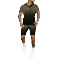 Мъжки къси комплекти тоалети Мъжки бързи сухи 3D костюм с къси ръкави Борби плаж тропически хавайци Body Sports Shorts Костюм Спорт костюм Бежов размер xxxxl