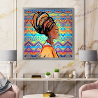 Дизайнарт 'афроамериканска жена портрет с тюрбан Ив' модерна рамка Арт Принт