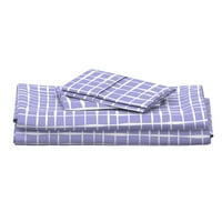 памучни чаршафи, комплект за крал - Lilac проверете лилав кариран ярка пастелна ръчна ръчна теглене от печат по поръчка с легла с лъжица