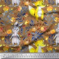Soimoi Cotton Poplin Fabric Fo & Bunny Kids Print Fabric по двор широк