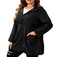 Небрежни обикновени качулки други якета с черен плюс размери с дълъг ръкав
