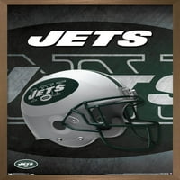 New York Jets - Плакат за стена на шлем, 22.375 34 в рамка