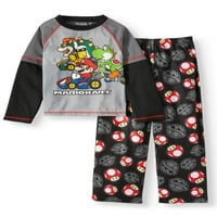 Момчета Нинтендо Супер Марио 2-парче термо Дълъг ръкав с микро руно дълго микро панталон пижама комплект
