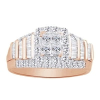 Мулти форма бял естествен диамантен годежен пръстен в 10к Розово злато размер пръстен-6