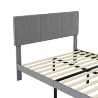 Пълноразмерно легло за тапицерия с голямо чекмедже, кадифена рамка за съхранение на легло с регулируема табла, не е необходима пружина, сива 78''lx56,5''Wx48.4''h
