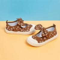 Eczipvz Toddler Shoes Гумето подметка дете дете флорално отпечатано платно, изходящо бебе лък детски обувки ботуши за бебета момичета 12- месеца