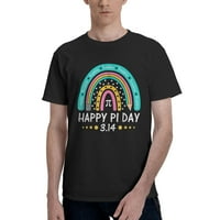 Честит пи ден математичен учител по математика Подарък Rainbow Мъжки основна тениска с къс ръкав Черен х-голям