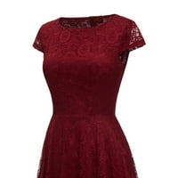 Дамски рокли без ръкави без ръкави асиметрични ежедневни летни дантели кръгли деколте рокля червено 2xl
