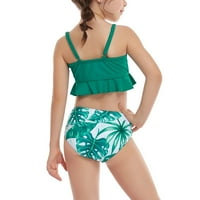 Simplmasygeni Summer Girls Swimsuits Clearance Момичета Небрежен сладък печат Двойно разцепване на плаж с две части комплект от две части