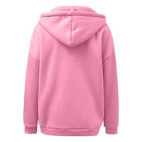 Kali_store zip up hoodie жени жени върхове дълги ръкави качулка пуловер блузи свободни монтажни тениски модни дрехи суичърс розово, l