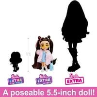 Барби допълнителни мини кукла с брюнетка коса & кафяви очи в Фау кожено яке с аксесоари