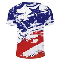 Luiyenes Mens Patriotic Tees Графични отпечатъци Пълно изрязване на деня на независимостта Тениска