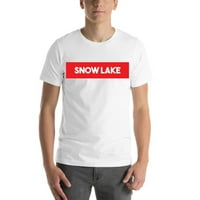 Супер червен блок снежно езеро с къс ръкав памучна тениска от неопределени подаръци