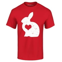 Shop4ever мъжки великденски зайче заек със сърдечна графична тениска xxx-голямо червено