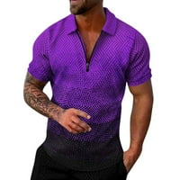adviicd мъжки ежедневен печат цип отхвърлете яка блуза къси ръкави върхове ризи ризи мъже