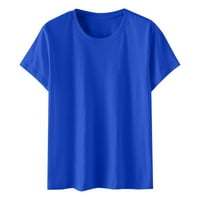 Smihono Women's Fashion Basic Tees Тениски спестяват голям плътна цветова тийнейджъри модерни летни дрехи екипаж на шията ризи свободни блузи винтидж къс ръкав женски върхове сини 12