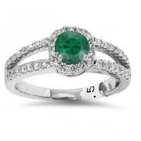 Pompeii 3 4ct Emerald & Diamond Halo годежен пръстен 14k бяло злато