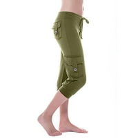 Познаване на женските товарни панталони от капри на външни тренировки на открито разтягане туристически панталони Капри с джобове за колоездене ходене зелено xs
