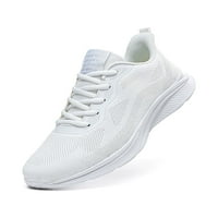 Eloshman Мъжки атлетични обувки Мрежа за бягащи обувки Фитнес тренировка ходещи маратонки Спорт Лека дишаща модна маратонка Comfort Trainers White 9.5