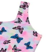 Разбиване Вълни Момичета Едно Парче Пеперуда Изрежете Бански Костюм, Размери 7-16