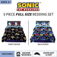 Franco Kids Belding Super Soft Comforter and Set, пълен размер, Sonic the Hedgehog в пълен размер Sonic the Hedgehog