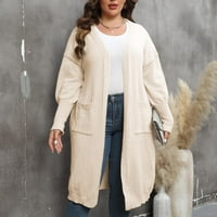 Sinimoko Women's Fall Winter Solid Rishy Jacket Небрежно дълъг ръкав Голяма жилетка палта с джобове