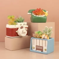 [Голям клирънс] Flowerpot Retro Style TV Radio Bonsai Storage Bo Succulent Flower Pot