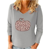 Дасайо модни пуловери за жени леопардови тиква за печат на туника v Врат дълги ръкави блузи тийнейджъри