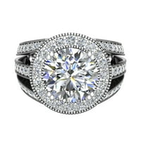 Годежен пръстен истински акцентна диамантен пръстен 18k бяло злато 4. ct tw