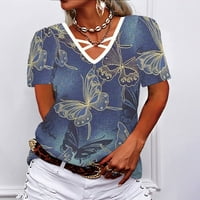 Дамски тениски Летни дами отпечатани тениски с къс ръкав Небрежни свободни женски върхове модерни
