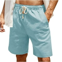 Cacommark Pi Men's Shorts Clearance Solid Pocket Shorts Wear Ware Work Out Elastic Shorts на талията светлосини 14
