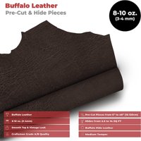Европейска кожена работа Buffalo Hide 8- унция Предварително нарязани размери: 12 x12 кафяв цвят- Пълнозърнеста кожа за инструменти, щамповане, формоване, гравиране